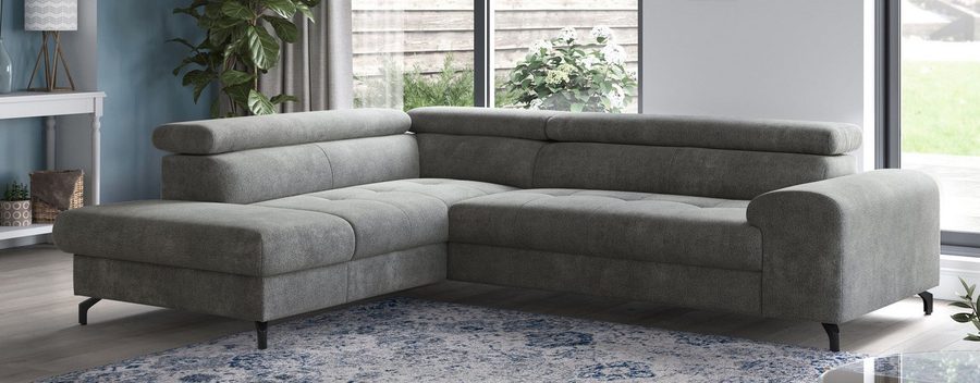 COTTA Ecksofa Aura L-Form, B: 260 cm, inkl. Schlaffunktion, auch in Cord, Kopfteile, extra Bettkasten, Fußhöhe 12cm, Liegefläche 176x123cm