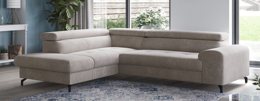 COTTA Ecksofa Aura L-Form, B: 260 cm, inkl. Schlaffunktion, auch in Cord, Kopfteile, extra Bettkasten, Fußhöhe 12cm, Liegefläche 176x123cm