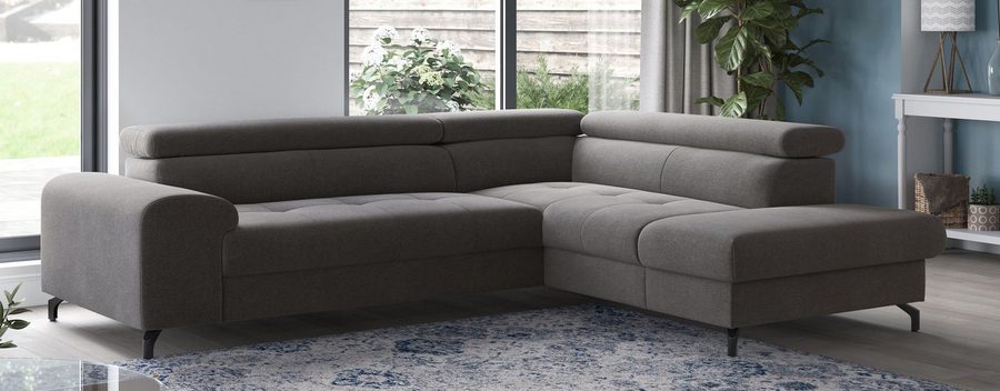 COTTA Ecksofa Aura L-Form, B: 260 cm, inkl. Schlaffunktion, auch in Cord, Kopfteile, extra Bettkasten, Fußhöhe 12cm, Liegefläche 176x123cm
