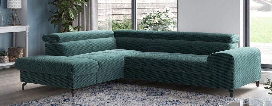 COTTA Ecksofa Aura L-Form, B: 260 cm, inkl. Schlaffunktion, auch in Cord, Kopfteile, extra Bettkasten, Fußhöhe 12cm, Liegefläche 176x123cm