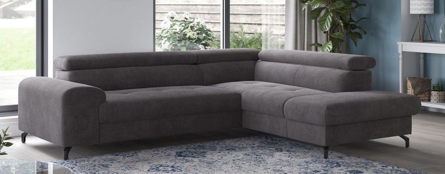 COTTA Ecksofa Aura L-Form, B: 260 cm, inkl. Schlaffunktion, auch in Cord, Kopfteile, extra Bettkasten, Fußhöhe 12cm, Liegefläche 176x123cm