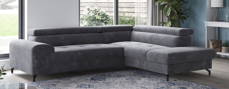 COTTA Ecksofa Aura L-Form, B: 260 cm, inkl. Schlaffunktion, auch in Cord, Kopfteile, extra Bettkasten, Fußhöhe 12cm, Liegefläche 176x123cm