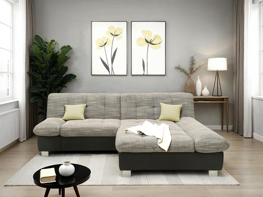 DOMO collection Ecksofa 100031 234x157 cm, kompakt, komfortabel & bequem, L-Form, whlw. mit Bettfunktion und Armteilverstellung