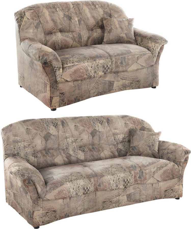 DOMO collection Polstergarnitur Bahia belastbar bis 140kg/ Sitz, mit Federkern, (Set), Microfaser MELROSE®, mocca