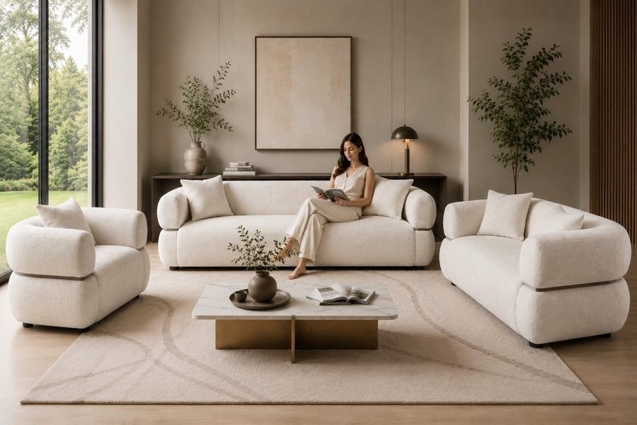 Pointhome Sofa Polstergarnitur 3-2-1 Wohnzimmer Set (3 + 2 Sitzer Sofa + 1 Sessel), 3-2-1 Set