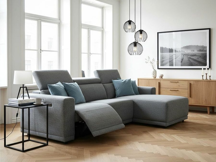 OTTO home Ecksofa LEOON L-Form, 255 cm - elektr. Relaxfunktion, mit USB A/C-Anschluss. Federkern, verstellbaren Kopfstützen, Webstoff