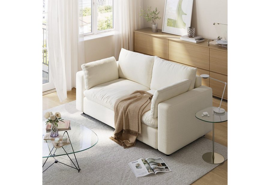 Woltu Big-Sofa, für 2 Sitzer, Couch mit abnehmbarem Chenille-Bezug, 180x83x91 cm