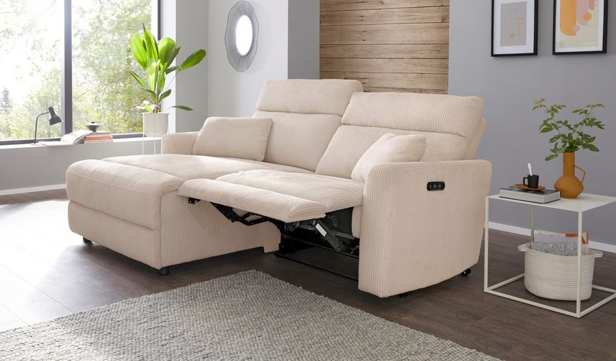 OTTO home Ecksofa JENNA L-Form, 209cm - OTTO. Verlässliche Qualität., manuelle o. elektrische Relaxfunktion, USB A/C, weicher Sitz, Cord.