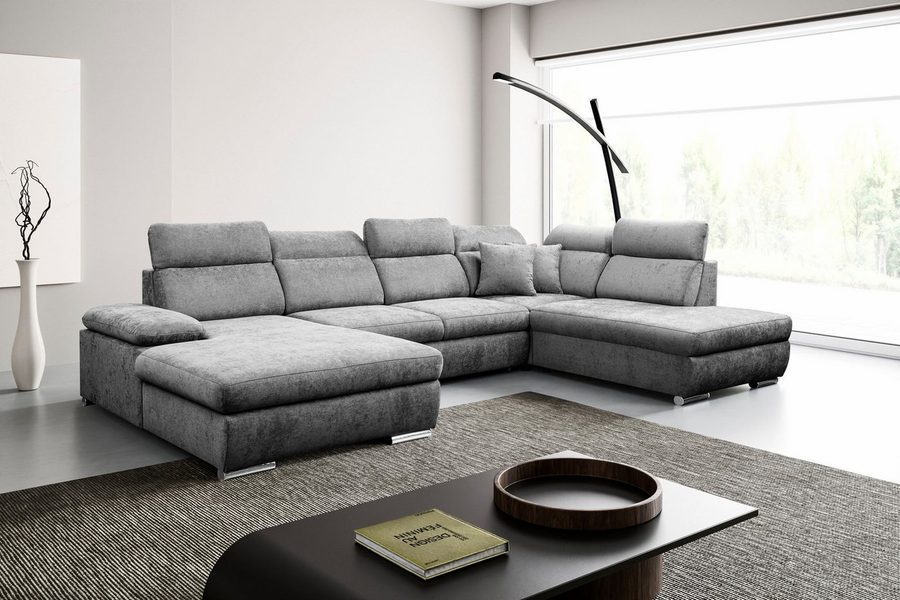 WERK2 Wohnlandschaft Cordoba 359 x 232 cm inkl. Bettfunktion, modern und bequem, viel Platz, Struktur, U-Form, XXL, Schlaffunktion, Bettkasten