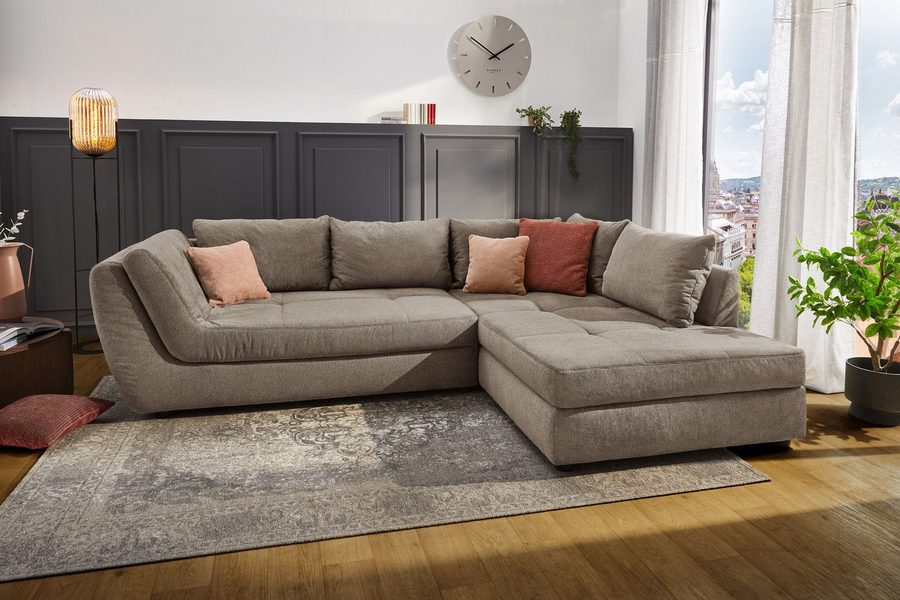 Jockenhöfer Gruppe Ecksofa Rascasse L-Form, B: 322 cm, mit Zierkissen, XXL-Sofa