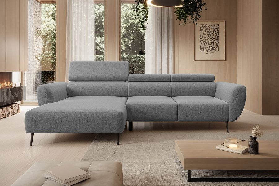 WERK2 Ecksofa Alisson 277 x 174 cm modern & bequem, bodenfrei, Multifunktionen, Luxus-Microfaser weich, L-Form, XXL, elektrische Sitztiefenverstellung