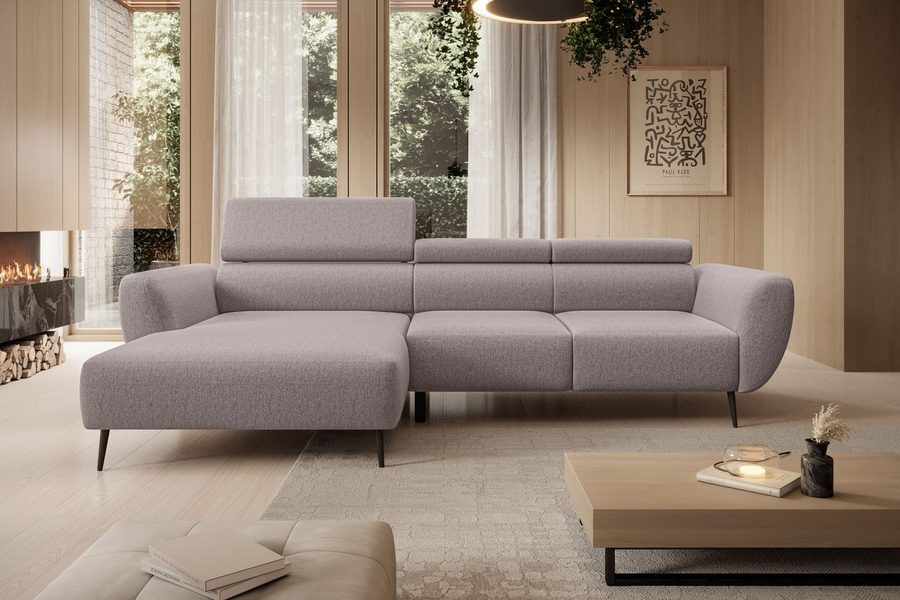 WERK2 Ecksofa Alisson 277 x 174 cm modern & bequem, bodenfrei, Multifunktionen, Luxus-Microfaser weich, L-Form, XXL, elektrische Sitztiefenverstellung
