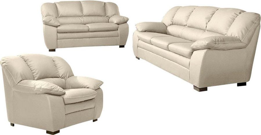 COTTA Polstergarnitur Casino, 3tlg. Set, Sofa Wohnzimmer Garnitur, Wellenunterfederung, (Set, 3-tlg), Sessel, 2-Sitzer, 2,5-Sitzer, hohe Rückenlehne