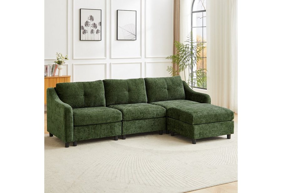 Jiexi Big-Sofa Ecksofa in L- oder U-Form, Chenille, 2-4 Sitzer, 251/328cm von Jiexi