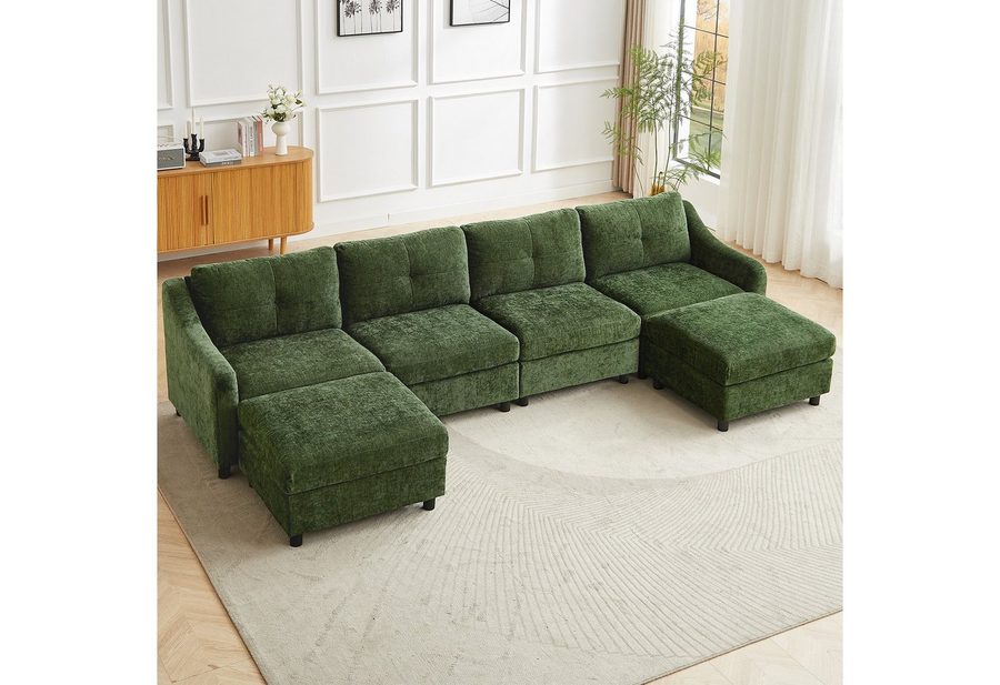 Jiexi Big-Sofa Ecksofa in L- oder U-Form, Chenille, 2-4 Sitzer, 251/328cm von Jiexi