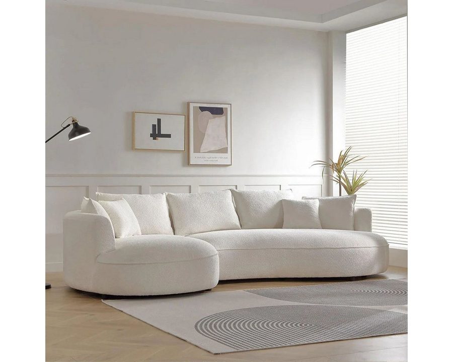 Skye Decor Ecksofa, Großes L Sofa mit Bouclé-Bezug – 30 DNS Schaum, pflegeleicht