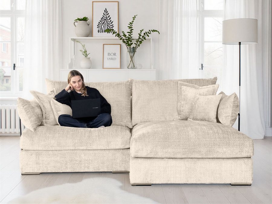 Home affaire Ecksofa Casa XL L-Form, B: 190 cm, 4 Zierkissen, Mega-Sofa, in Cord oder Chenille-Struktur, Federkern
