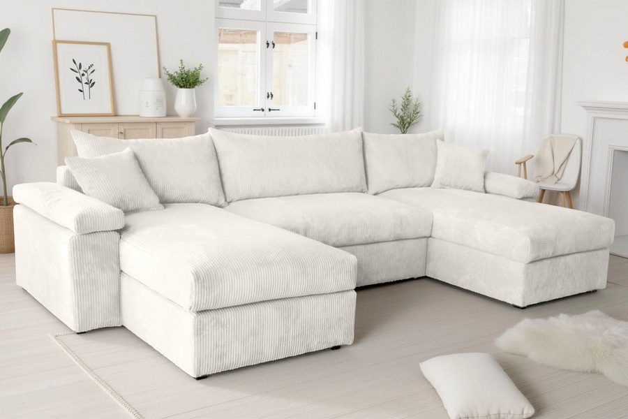 OTTO home Wohnlandschaft Cosy U-Form, B: 309 cm, XXL-Wohnlandschaft mit Federkern, 2 Zierkissen, Mega-Sofa, Cord oder Struktur weich, Kaltschaumauflage