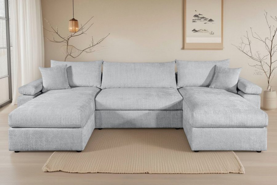 OTTO home Wohnlandschaft Cosy U-Form, B: 309 cm, XXL-Wohnlandschaft mit Federkern, 2 Zierkissen, Mega-Sofa, Cord oder Struktur weich, Kaltschaumauflage