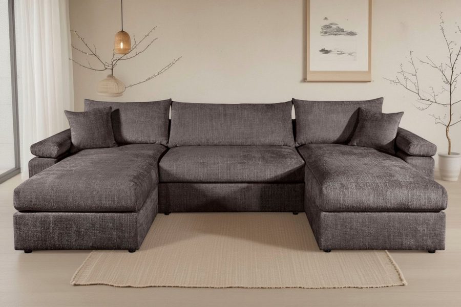 OTTO home Wohnlandschaft Cosy U-Form, B: 309 cm, XXL-Wohnlandschaft mit Federkern, 2 Zierkissen, Mega-Sofa, Cord oder Struktur weich, Kaltschaumauflage