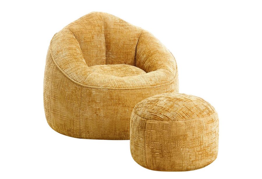 Lexzurn Sitzsack Sitzsack Lazy Sofa Gaming Sitzsack mit Hocker, Sitz Sack mit (Granularer-MemorySchwamm Füllung, Lounge Sessel, Lounge Stuhl, 97x93x77 cm Couch für Erwachsene und Kinder), Weich und Formstabil, Für Schlafzimmer, Büro und Wohnzimmer von Lexzurn