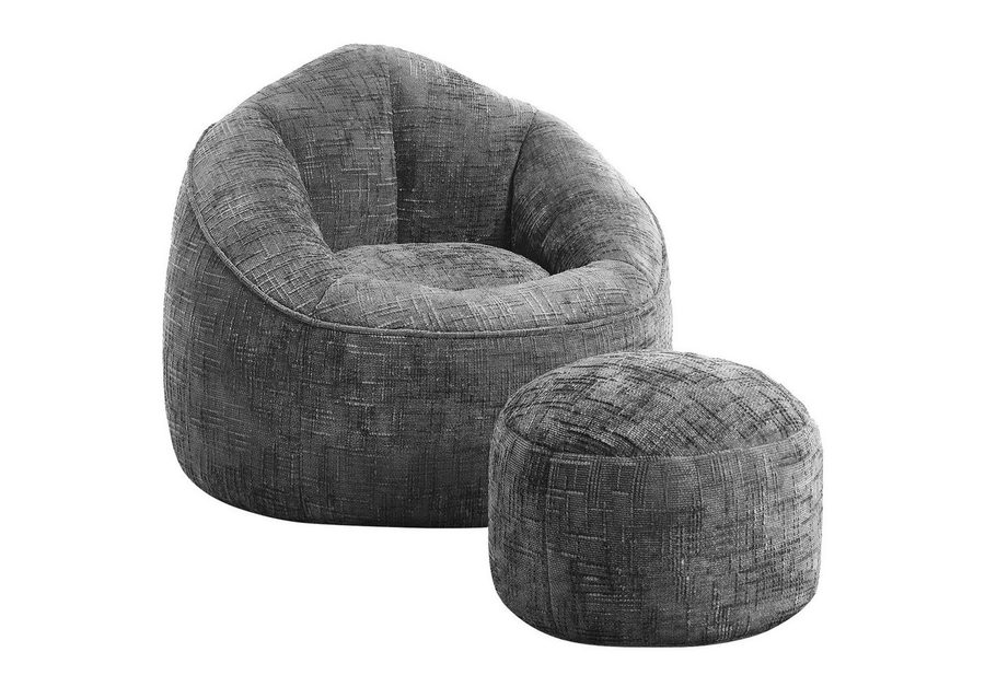 Lexzurn Sitzsack Sitzsack Lazy Sofa Gaming Sitzsack mit Hocker, Sitz Sack mit (Granularer-MemorySchwamm Füllung, Lounge Sessel, Lounge Stuhl, 97x93x77 cm Couch für Erwachsene und Kinder), Weich und Formstabil, Für Schlafzimmer, Büro und Wohnzimmer von Lexzurn