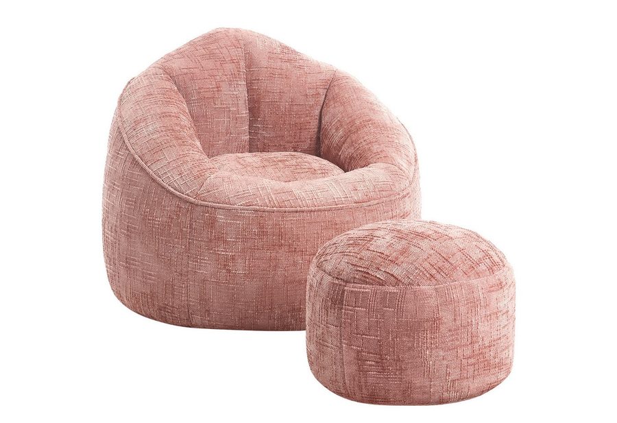 Lexzurn Sitzsack Sitzsack Lazy Sofa Gaming Sitzsack mit Hocker, Sitz Sack mit (Granularer-MemorySchwamm Füllung, Lounge Sessel, Lounge Stuhl, 97x93x77 cm Couch für Erwachsene und Kinder), Weich und Formstabil, Für Schlafzimmer, Büro und Wohnzimmer von Lexzurn