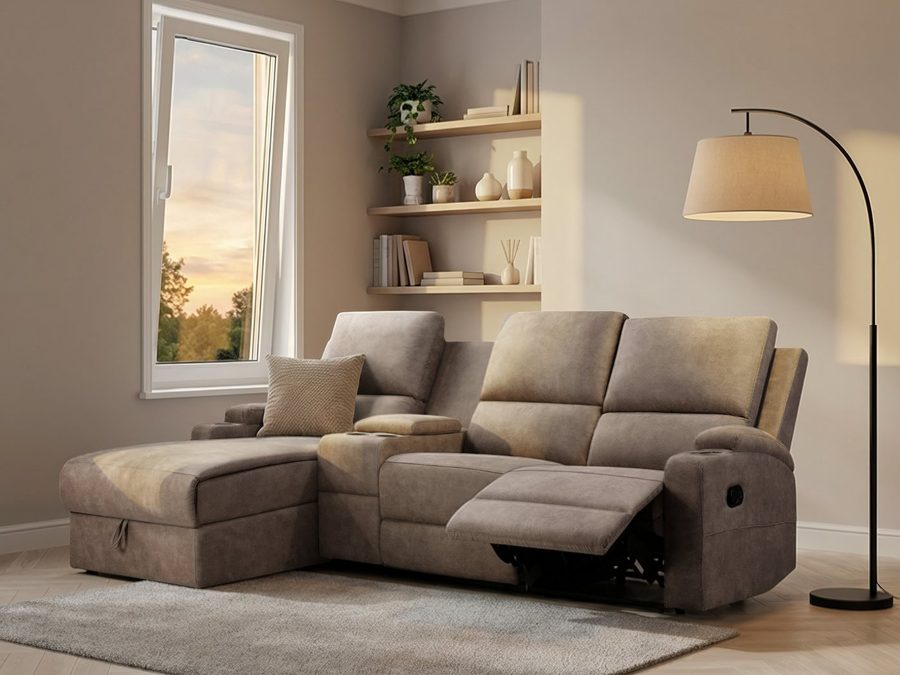 OTTO home Ecksofa NAPORI Microfaser, Multimediasofa, 3er Kinosessel XXL, L-Form, Kinosofa, manuelle o. elektr. Relaxfunktion, Staufach, Getränkehalter