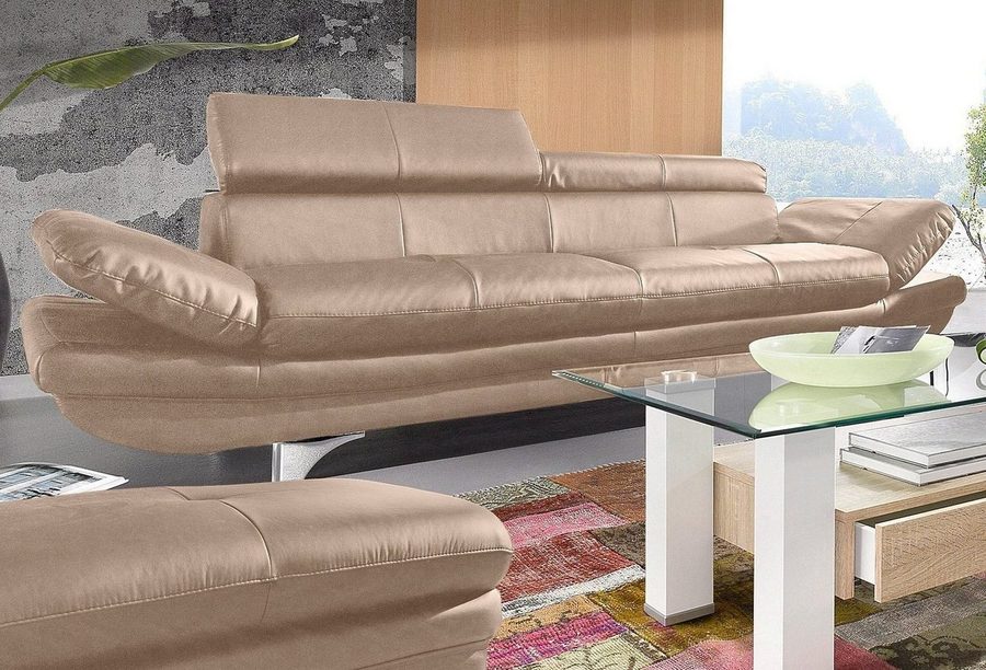 COTTA Polstergarnitur Enterprise, (Set), Set bestehend aus: 3-Sitzer mit Arm- & Kopfteilverstellung & Hocker