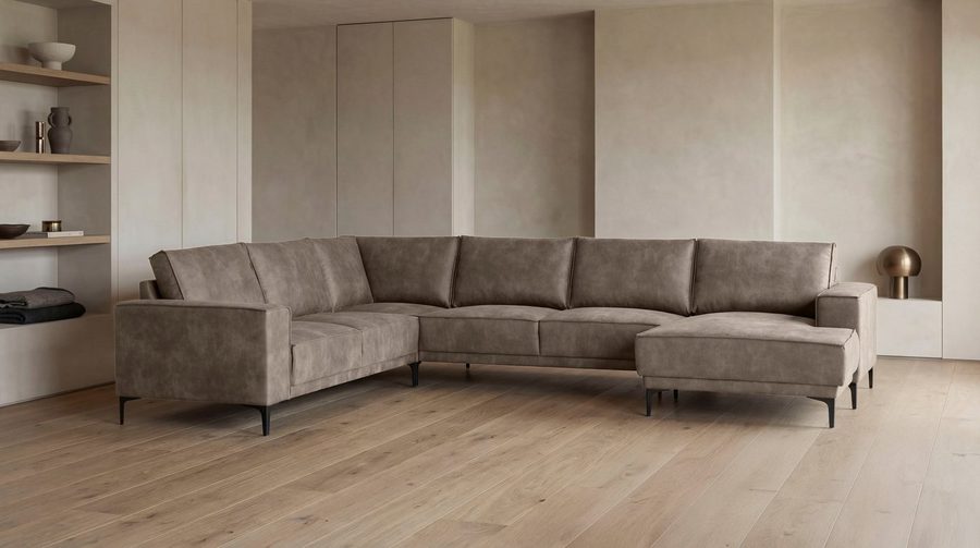 OTTO home Wohnlandschaft OLAND Luxus-Microfaser U-Form, XXL, B: 342 cm, Skandi-Design