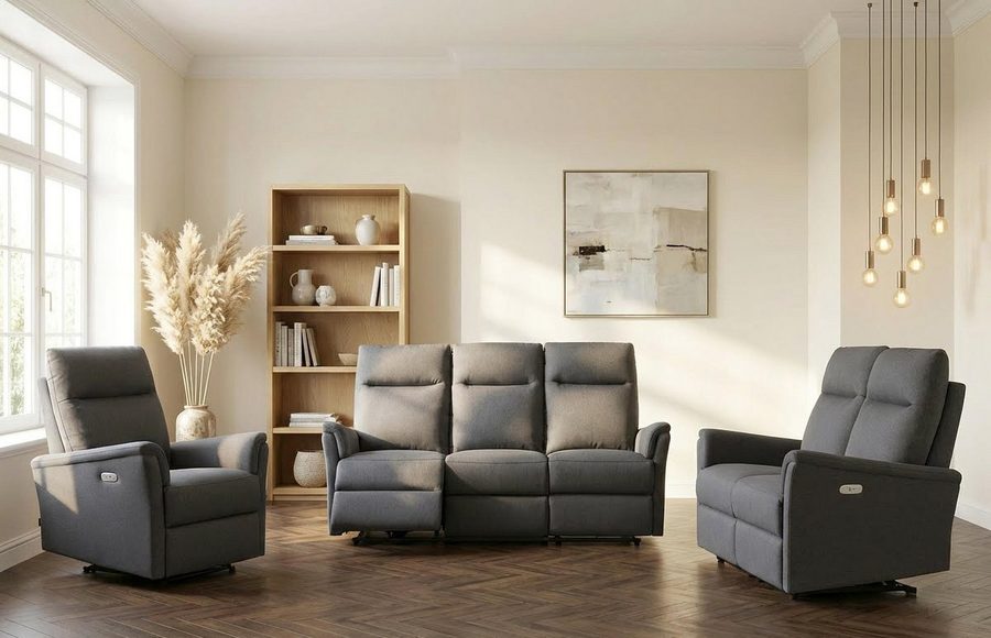 Home affaire Polstergarnitur FINNARA, 3+2+1, elelektrische Relaxfunktion, USB A/C, Liegefunktion 105°-135°, Federkern