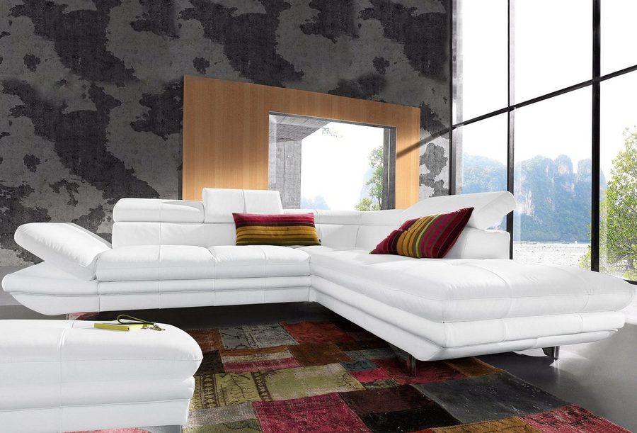 COTTA Polstergarnitur Enterprise L-Form, B: 277 cm, Arm- und Kopfteilverstellung, (Set), Set: Ecksofa & Hocker, optional Schlaffunktion