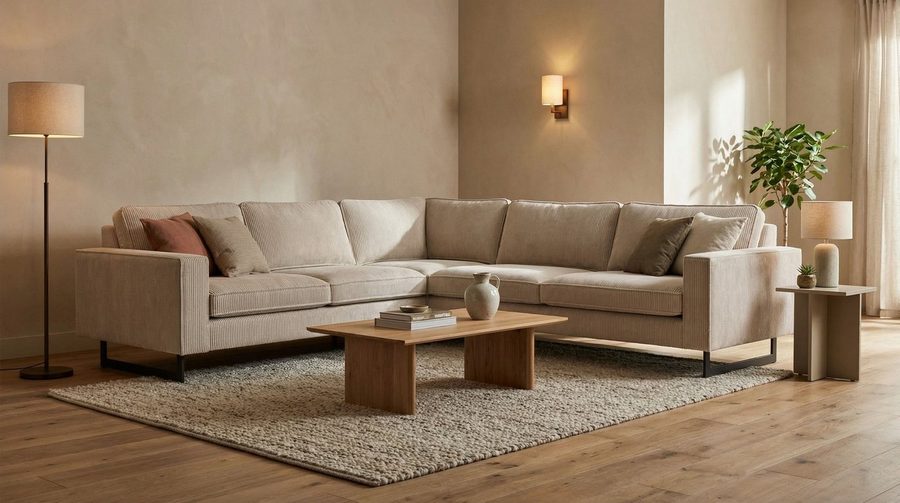 OTTO home Ecksofa Pinto, XXL, 250/290 cm, langer Schenkel, Ottomane, Cord, Chenille, Lederoptik, mit Keder, Metallfüße, Wellenunterfederung
