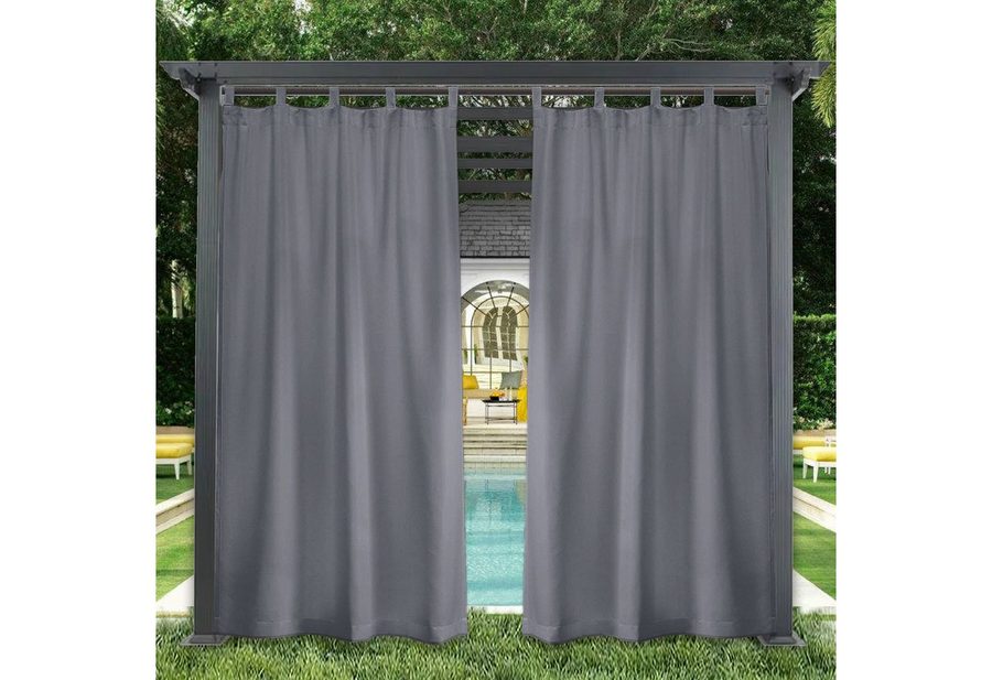 SERBASIC Outdoorvorhang Wasserfest Sonnenschutz Winddicht Gardine mit Klettband, 1/2 Stück (1 St), Schlaufen, Polyester, UV-Schutz Outdoor gardinen, für Balkon Terrasse Pergola Pavillon von SERBASIC