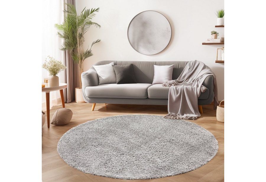SIMPEX24 Teppich Unicolor - Einfarbig, Rund, Höhe: 30 mm, Einfarbig Shaggy Teppich Wohnzimmer Langflor Versch. Farben und Größen von SIMPEX24