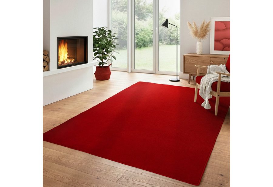 Carpettex Veloursteppich Unicolor - Einfarbig, Läufer, Höhe: 7 mm, Kurzflor Rund Teppich Anti-Rutsch Rückseite Waschbar Flauschiger von Carpettex