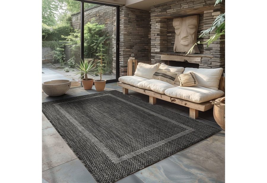 Carpettex Outdoorteppich Unicolor - Einfarbig, Läufer, Höhe: 5 mm, Teppich Wetterfest Balkon Küchenteppich Flachgewebe Sisaloptik von Carpettex
