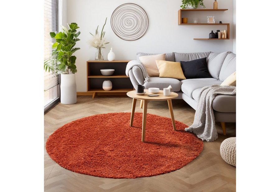 SIMPEX24 Teppich Unicolor - Einfarbig, Rund, Höhe: 30 mm, Einfarbig Shaggy Teppich Wohnzimmer Langflor Versch. Farben und Größen von SIMPEX24