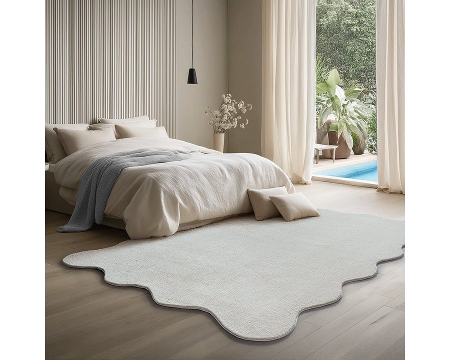 the carpet Teppich kuschelig & Super Soft, Anti-Rutsch Unterseite, wellenförmig, Höhe: 16 mm, Waschbar bis 30 Grad, Felloptik, Wohnzimmer Teppich, Kundenliebling von the carpet