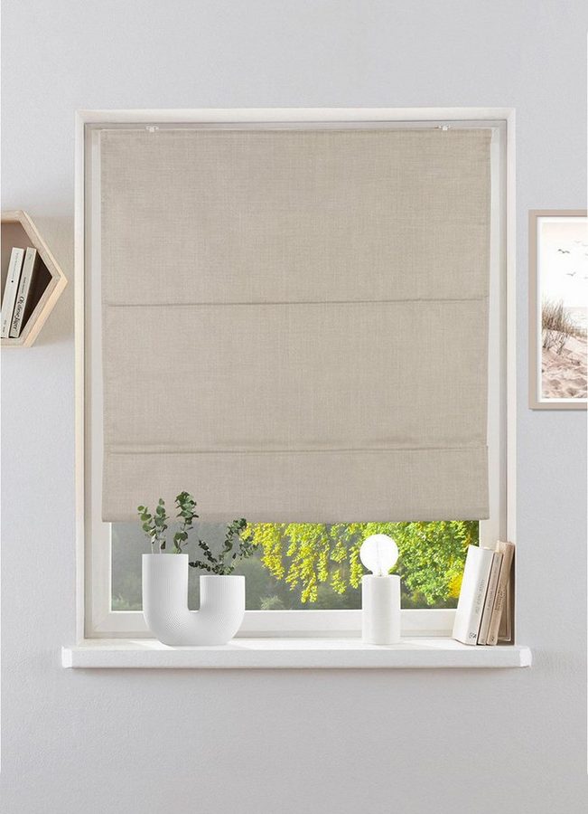 Rollo RIOLA, ohne Bohren, Lichtschutz, Leinenoptik, OTTO home, Lichtschutz, ohne Bohren, freihängend, Klemmfix, Faltrollo in trendiger Leinenoptik, einfache Montage von OTTO home