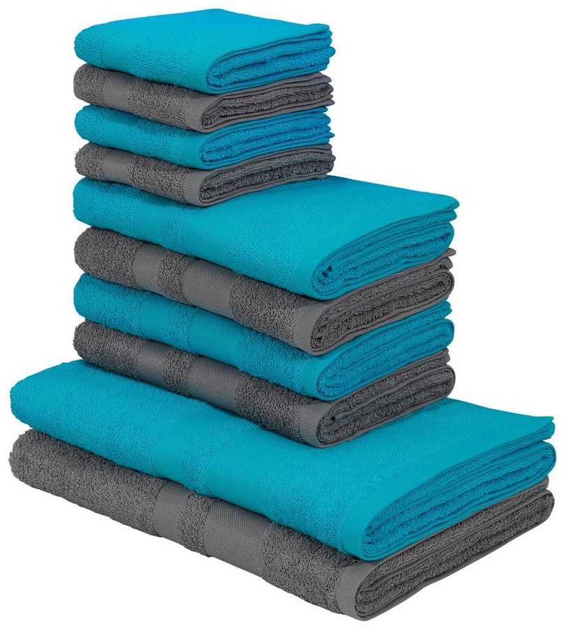 OTTO home Handtuch Set Vanessa, 10-tlg Handtuch-Set, weich, in Standard- und Premium-Qualität, Walkfrottee (Set, 10-St), 100% Baumwolle, Duschtücher, Handtücher, Gästetücher, mit Bordüre von OTTO home