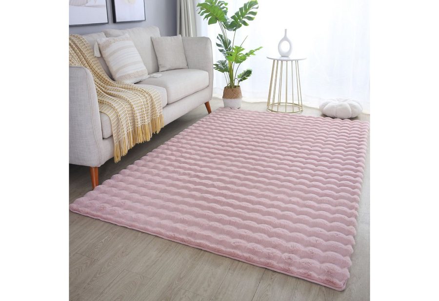 Carpettex Hochflor-Teppich Unicolor - Einfarbig, Läufer, Höhe: 25 mm, Teppich Wohnzimmer Soft Einfarbig 3D Optik flauschig Plüsch Teppich von Carpettex