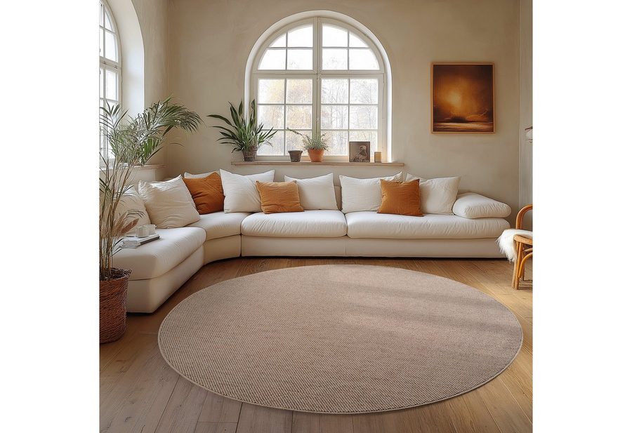 Carpettex Designteppich Einfarbig Boucle Loop, Rund, Höhe: 7 mm, Teppich Wohnzimmer, Schlafzimmer, Gästezimmer von Carpettex