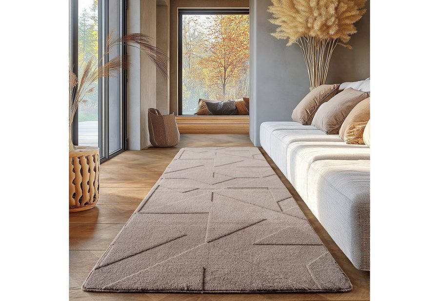 SIMPEX24 Designteppich Unicolor - Einfarbig, Rechteckig, Höhe: 12 mm, Kurzflor Teppich Geometrisch Design Anti-Rutsch Rückseite Waschbar von SIMPEX24