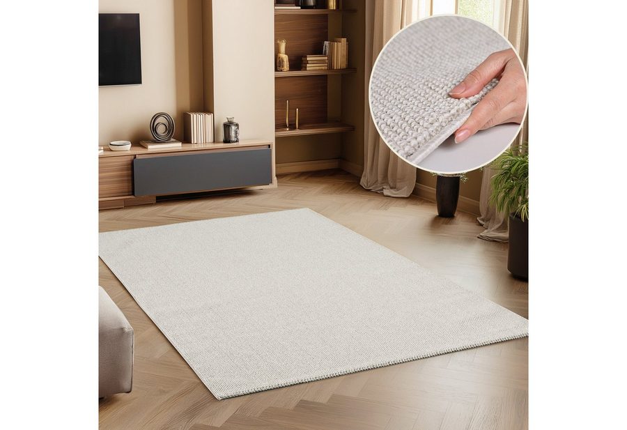 SIMPEX24 Teppich Unicolor, Rechteckig, Höhe: 7 mm, Schlingenteppich Schlafzimmer Einfarbig Meliert Design von SIMPEX24