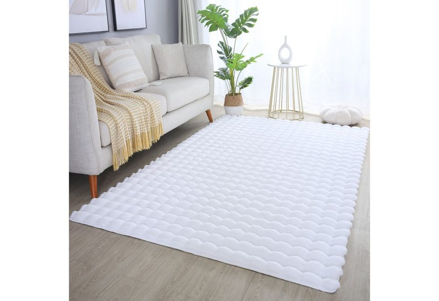 Carpettex Hochflor-Teppich Unicolor - Einfarbig, Läufer, Höhe: 25 mm, Teppich Wohnzimmer Soft Einfarbig 3D Optik flauschig Plüsch Teppich von Carpettex