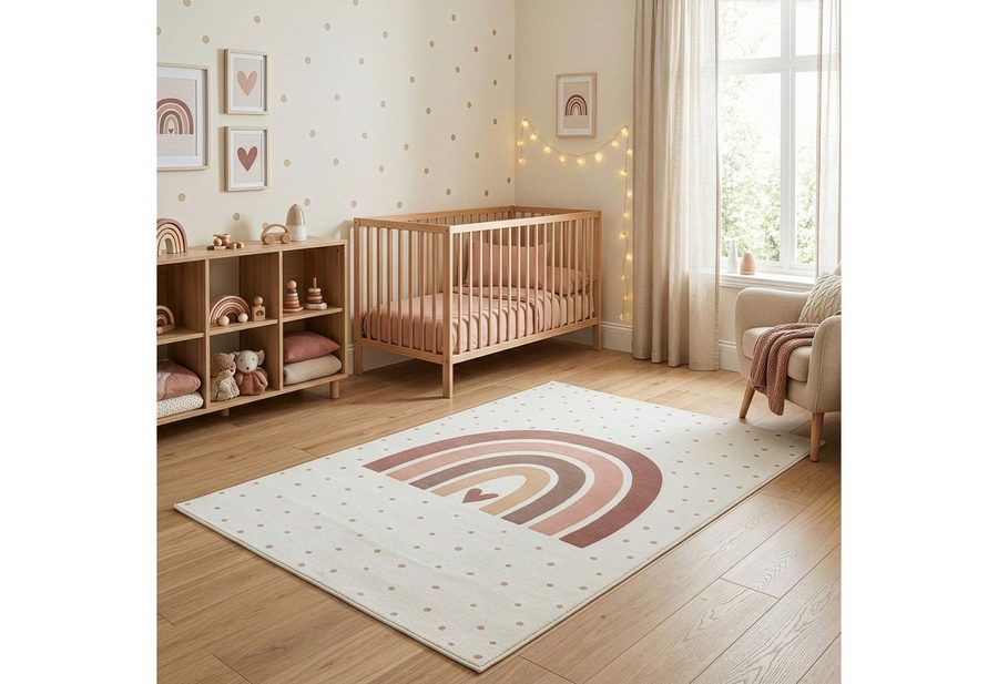Carpettex Kinderteppich Regenbogen Liebe, Rechteckig, Höhe: 8 mm von Carpettex