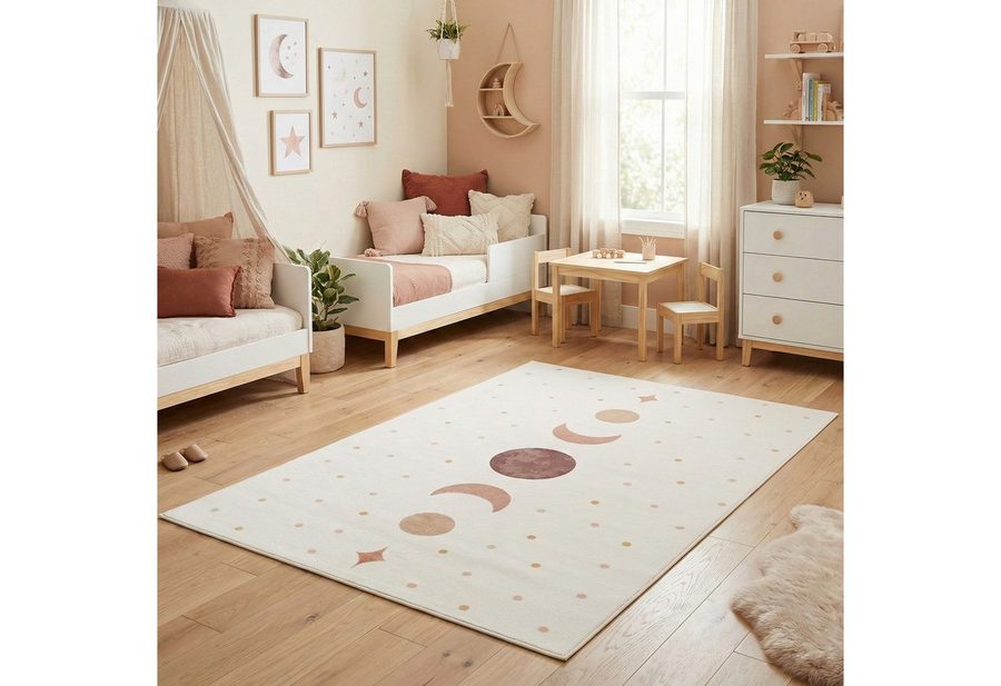 Carpettex Kinderteppich Boho Mondphasen, Rechteckig, Höhe: 8 mm von Carpettex