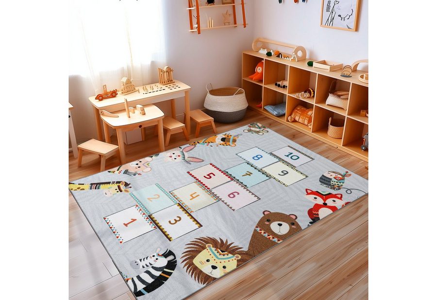 Carpettex Kinderteppich Himmel und Hölle, Rechteckig, Höhe: 7 mm, Teppich Kinderzimmer Himmel und Hölle Rutschfest Waschbar von Carpettex