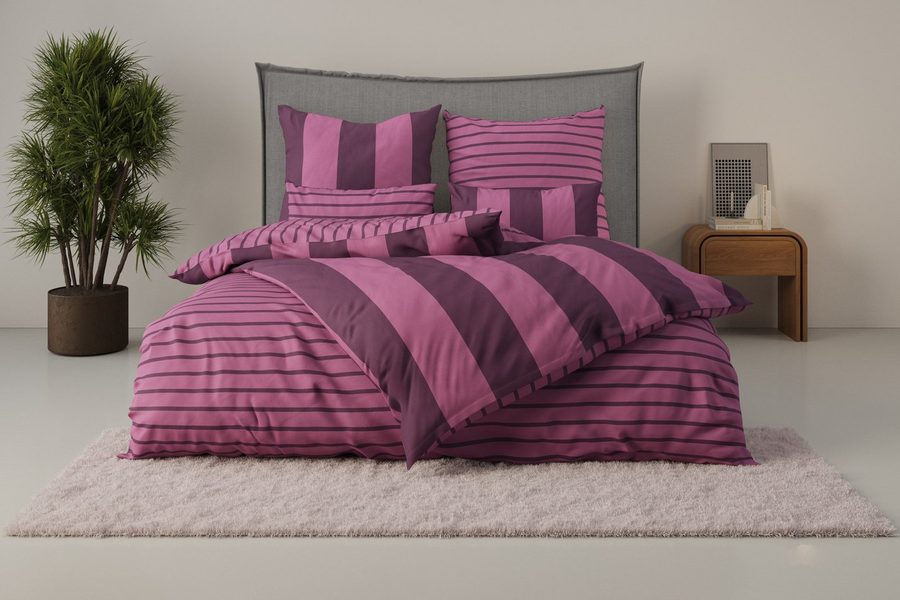 OTTO home Wendebettwäsche Sari in verschiedenen Qualitäten, Linon, 3 teilig, ab Gr. 135x200 cm, Wendedesign, moderne Bettwäsche mit Streifen von OTTO home